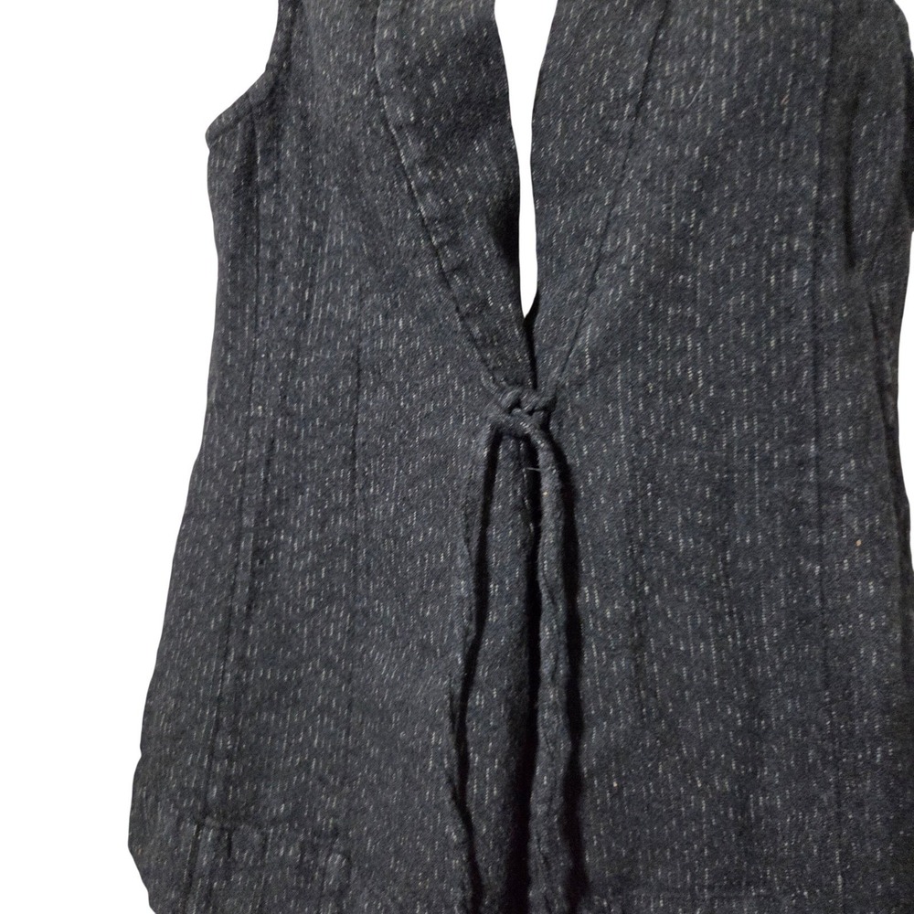 Eileen Fisher Womens XS Charcoal Black Textured Knit Tie Front Sleeveless Vest - Picture 8 of 9